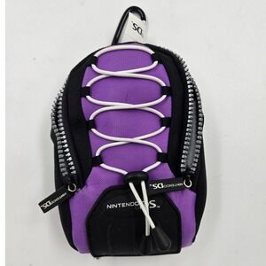 Nintendo DS Purple Black Mini Backpack Carrying Case Travel Bag Zipper OEM Rare